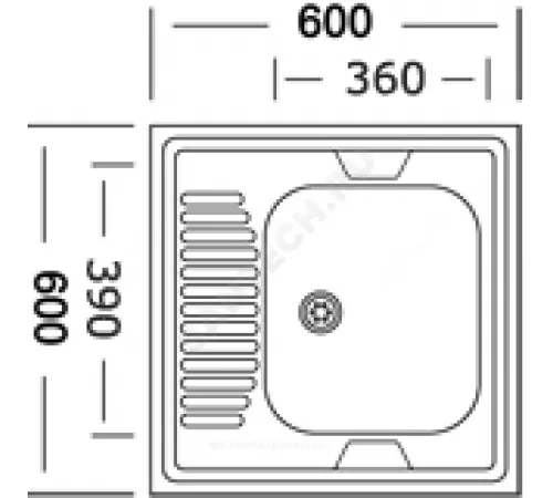 Мойка правосторонняя накладная 600х600х130мм сталь нержавеющая AISI 430 без сифона выпуск 1 1/2" Владикс V-403