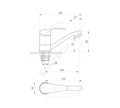Смеситель для кухонной мойки одноручный КОМПЛЕКТАЦИЯ ПСМ-104 Профсан PSM-104-32