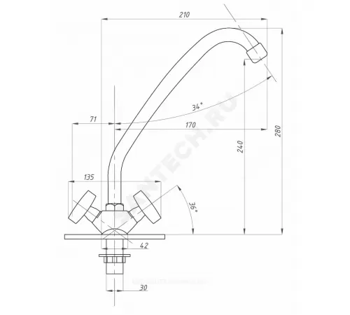 Смеситель для кухонной мойки двуручный СТАНДАРТ-А ПСМ-127-К/80 Профсан PSM-127-80