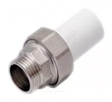 Муфта трубная PP-R комбинированная разъемная белая Дн 32х1" Ру25 наруж пайка/НР RTP (РосТурПласт) 14289