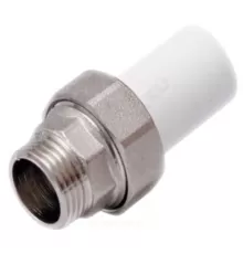 Муфта трубная PP-R комбинированная разъемная белая Дн 20х1/2" Ру25 наруж пайка/НР RTP (РосТурПласт) 14287