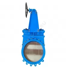 Задвижка шиберная двусторонняя чугун Ду 800 Ру5 межфл с редуктором под электропривод ISO2 F14 уплотнение: NBR Benarmo