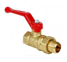Кран шаровой латунь 11Б27фт1М Ду 15 Ру40 ВР/"американка" рычаг красный VALFEX VF.225.LR1.012.N/P59