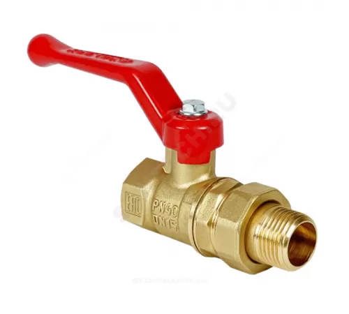 Кран шаровой латунь 11Б27фт1М Ду 15 Ру40 ВР/"американка" рычаг красный VALFEX VF.225.LR1.012.N/P59