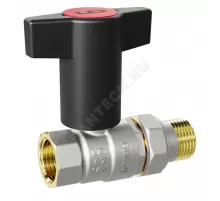 Кран шаровой латунь никель Pride Ду 15 Ру40 ВР/"американка" с Т-рукояткой красной аналог 11б27п1 LD 47.348.15