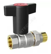 Кран шаровой латунь никель Pride Ду 15 Ру40 ВР/"американка" с Т-рукояткой красной аналог 11б27п1 LD 47.348.15