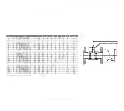 Кран шаровой сталь газ КШ.Ц.Ф.GAS Ду 125 Ру16 фл L=350мм LD КШ.Ц.Ф.GAS.125/100.016.Н/П.02