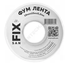 Лента ФУМ PTFE 19ммх0,2ммх15м катушка цвет: белый среда: вода SANFIX 41218