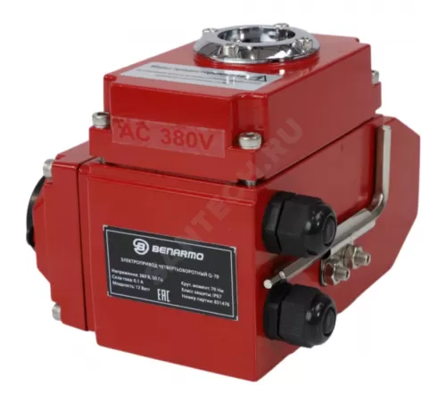 Электропривод четвертьоборотный QB-030 F03/F05/F07 11х11/9х9 квадрат 380В IP67 Benarmo