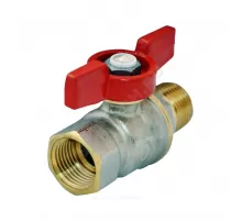 Кран шаровой DADO латунь никель R914 Ду 32 Ру35 ВР/НР полнопроходной бабочка красная Giacomini R914X026