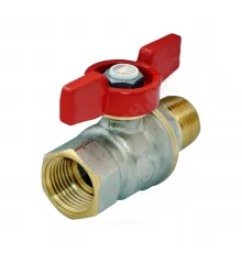 Кран шаровой DADO латунь никель R914 Ду 10 Ру42 ВР/НР полнопроходной бабочка красная Giacomini R914X022