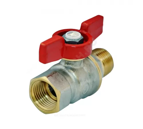Кран шаровой DADO латунь никель R914 Ду 10 Ру42 ВР/НР полнопроходной бабочка красная Giacomini R914X022