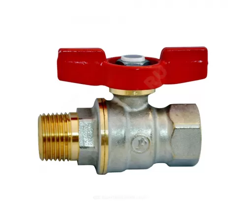 Кран шаровой DADO латунь никель R914 Ду 10 Ру42 ВР/НР полнопроходной бабочка красная Giacomini R914X022