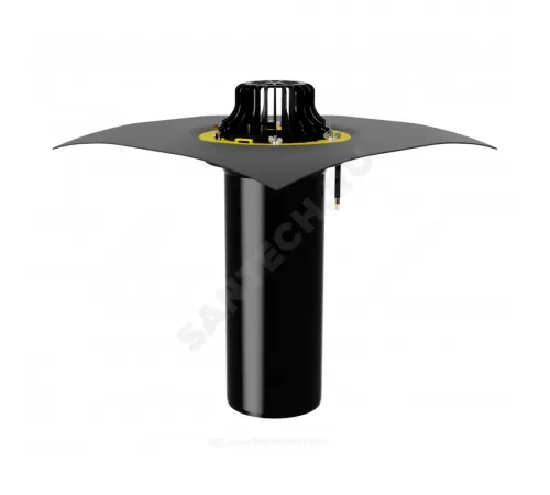 Воронка кровельная VMO/H с вертикальным выпуском PP Дн 160 с листвоуловителем, битумным полотном, электрообогревом Fachmann 01.130