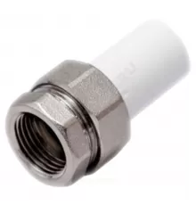 Муфта трубная PP-R комбинированная разъемная белая Дн 20х1/2" Ру25 наруж пайка/ВР RTP (РосТурПласт) 14281