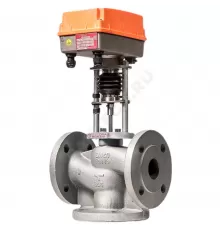 Клапан регулирующий чугун TRV-3 смесительно-разделительный Ду 20 Ру16 фл Kvs=6.3м3/ч с эл/приводом 3-х позиционным TSL-1600-25-1-230-IP67 230В Теплосила TRV-3-20-6.3-101