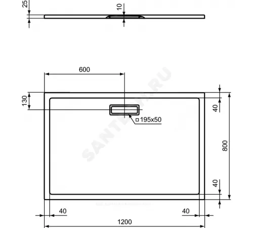 Поддон душевой акрил прямоугольный ULTRAFLAT NEW 1200х800х25 Ideal Standard T446901