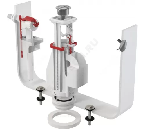 Арматура для бачка сливная/наливная 1/2" нижнее подключение кнопка хром 2/реж Alca Plast SA08AS 1/2" CHROM