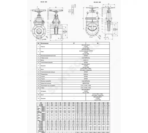 Задвижка чугун 111D аналог МЗВ обрезиненный клин EPDM Ду 65 Ру16 Тмакс=70C фл Zetkama 111D065C57
