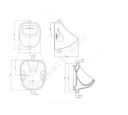 Писсуар настенный Дельта белый без комплекта Лобненский стройфарфор 10/1/5/1-49