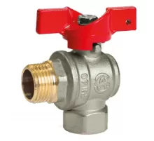 Кран шаровой латунь никель угловой 1009 Euro Ду 15 Ру40 ВР/НР полнопроходной бабочка красная Aquasfera 1009-01