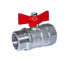 Кран шаровой латунь никель ПРАКТИК 131 Ду 20 Ру16 ВР/НР бабочка красная ГАЛЛОП 101003