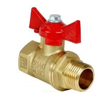 Кран шаровой латунь 11Б27фт1М Ду 15 Ру40 ВР/НР бабочка красная VALFEX VF.218.LB1.012.N/P59