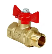 Кран шаровой латунь 11Б27фт1М Ду 20 Ру40 ВР/НР бабочка красная VALFEX VF.218.LB1.034.N/P59