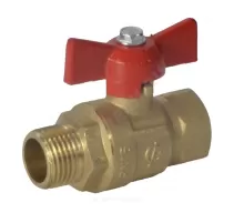 Кран шаровой латунь Крепыш 331 аналог 11б27п1 Ду 20 Ру16 ВР/НР полнопроходной бабочка красная ГАЛЛОП 103243