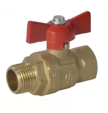 Кран шаровой латунь Крепыш 331 аналог 11б27п1 Ду 20 Ру16 ВР/НР полнопроходной бабочка красная ГАЛЛОП 103243
