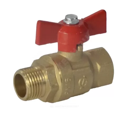 Кран шаровой латунь Крепыш 331 аналог 11б27п1 Ду 20 Ру16 ВР/НР полнопроходной бабочка красная ГАЛЛОП 103243