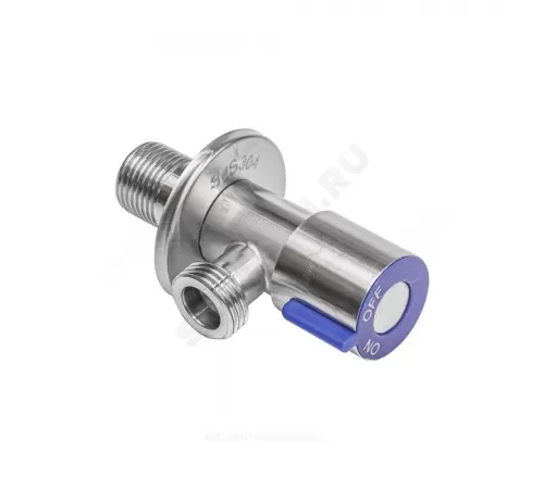 Кран нерж бытовой угловой G1/2" Ру10 НР флажок керамическая кран-букса с отражателем RM-L ATS-1212