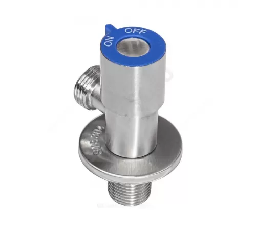 Кран нерж бытовой угловой G1/2" Ру10 НР флажок керамическая кран-букса с отражателем RM-L ATS-1212