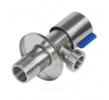 Кран нерж бытовой угловой G1/2" Ру10 НР флажок керамическая кран-букса с отражателем RM-L ATS-1212