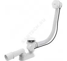 Слив-перелив для ванны плоский полуавтоматический (тросик) 1 1/2"x40 с переходной трубкой 10гр 40/50 слив клапан, пробка пластик D=70мм белый Alca Plast A51BM