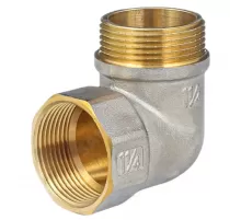 Угольник латунь никель реборда Ду 32 (1 1/4") ВР/НР 9006 ГОСТ 32585-2013 Aquasfera 9006-04