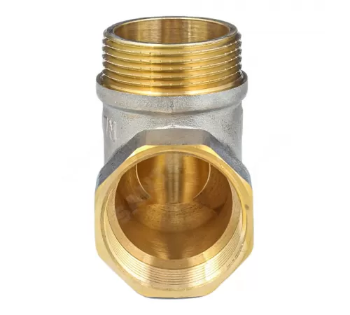 Угольник латунь никель реборда Ду 32 (1 1/4") ВР/НР 9006 ГОСТ 32585-2013 Aquasfera 9006-04