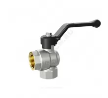 Кран шаровой латунь никель угловой Pride Ду 15 Ру40 ВР рычаг черный LD 47.201.15