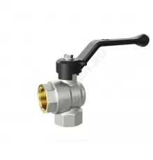 Кран шаровой латунь никель угловой Pride Ду 15 Ру40 ВР рычаг черный LD 47.201.15