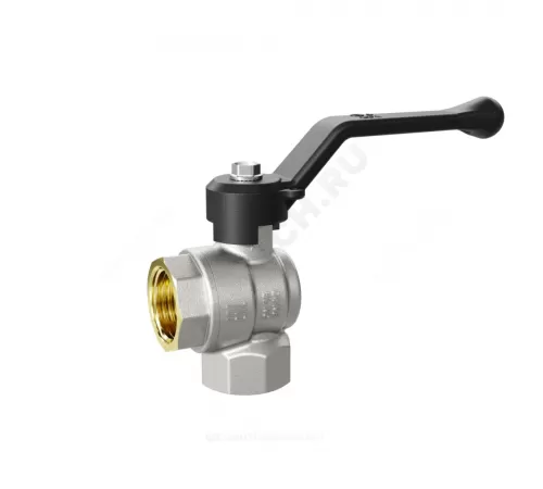 Кран шаровой латунь никель угловой Pride Ду 15 Ру40 ВР рычаг черный LD 47.201.15