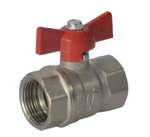Кран шаровой латунь никель Стандарт 230 аналог 11б27п1 Ду 15 Ру40 ВР полнопроходной бабочка красная ГАЛЛОП 107164