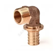 Угольник для PE-X труб аксиальный бронза Дн 20х1/2" с накидной гайкой RX+ Рехау 14564133001