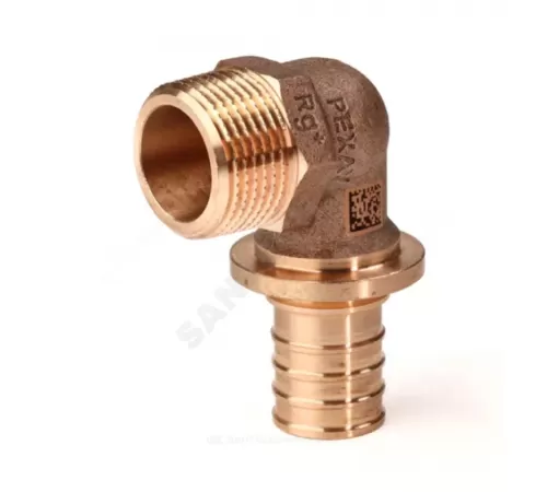 Угольник для PE-X труб аксиальный бронза Дн 20х1/2" с накидной гайкой RX+ Рехау 14564133001