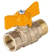 Кран шаровой латунь газ Стандарт Ду 15 Ру40 ВР/НР полнопроходной бабочка Dist 421Б