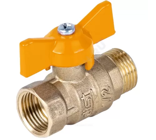 Кран шаровой латунь газ Стандарт Ду 20 Ру40 ВР/НР полнопроходной бабочка Dist 422Б
