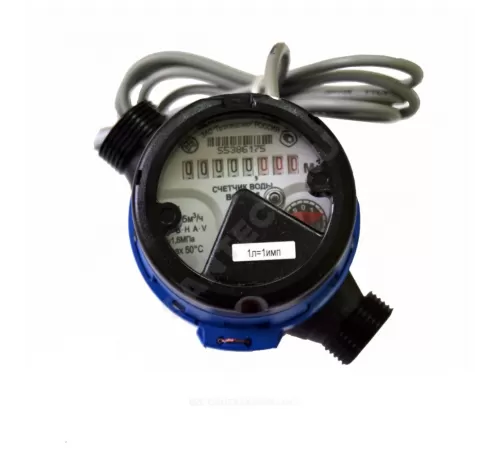 Счётчик х/в крыльчатый одноструйный Ду 15 Ру16 50С L=80мм резьба импульсный Б/К ВСХд Тепловодомер