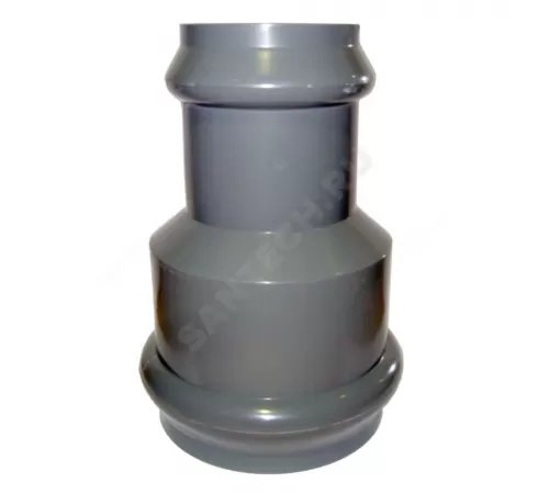Муфта НПВХ SDR26 переходная Дн 225х160 Ру10 серая напорная раструбная под соединение с уплотнительным кольцом в/к Aquaviva AQV225160