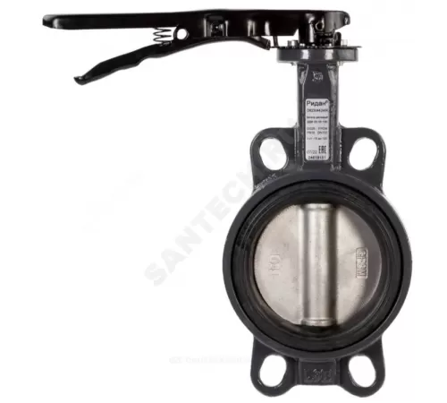 Затвор дисковый поворотный чугун ЗДМ 05 Ду 65 Ру16 межфл с рукояткой диск нерж манжета EPDM Ридан 082X4422R
