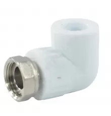 Угольник PP-R комбинированный белый Дн 32х1" с накидной гайкой VALFEX 10138032