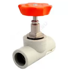 Клапан (вентиль) PP-R запорный серый Дн 32х45гр внутренняя пайка VALFEX 10174032Г